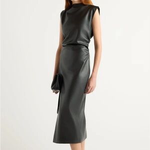 Modern Citizen Black Faux Leather Midi Dress